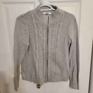 🌟Grey Full Zip Cable Knit Sweater Size Small Petite
